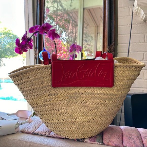 New Christian Louboutin Loubishore Wicker Summer Tote - Picture 14 of 16